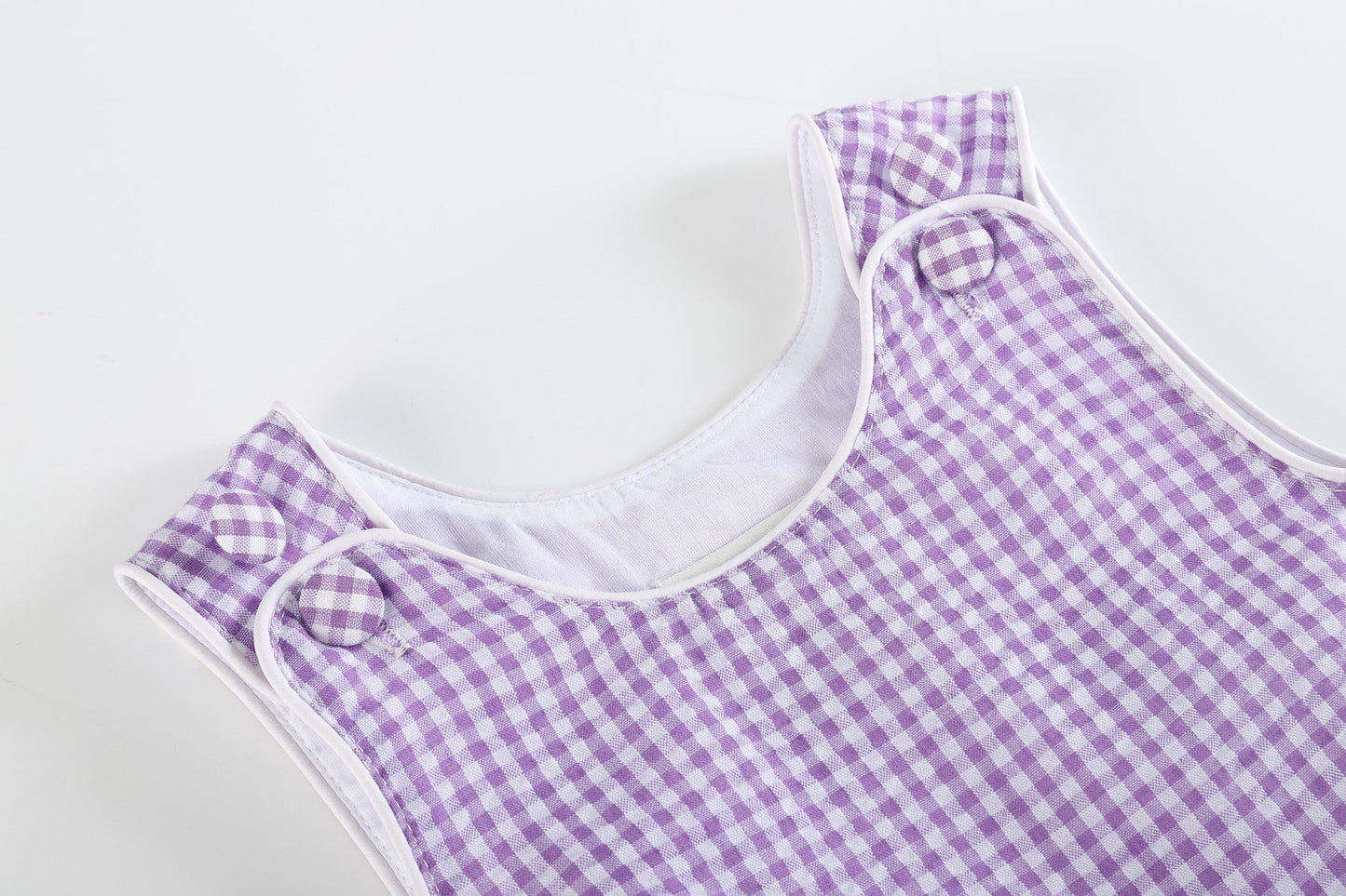 Classic Purple Gingham Bubble Romper