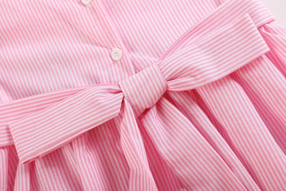 Pink Striped Big Sister Smocked Dress