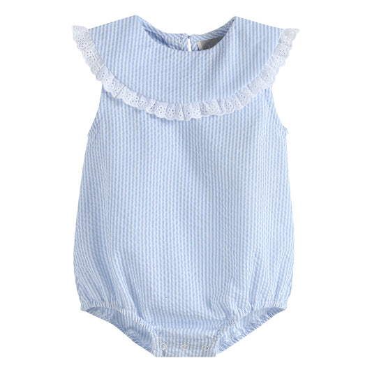 Baby Girl Collared Bubble Romper