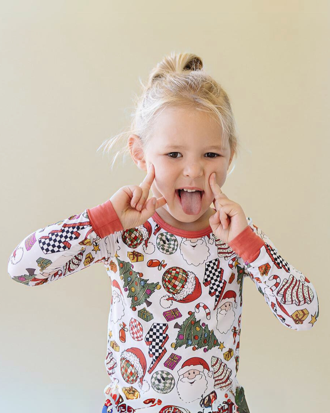 Kids Bamboo Two Piece Set | Retro Christmas