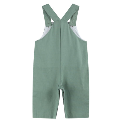 Baby Boys Green Pumpkin Tractor Overalls