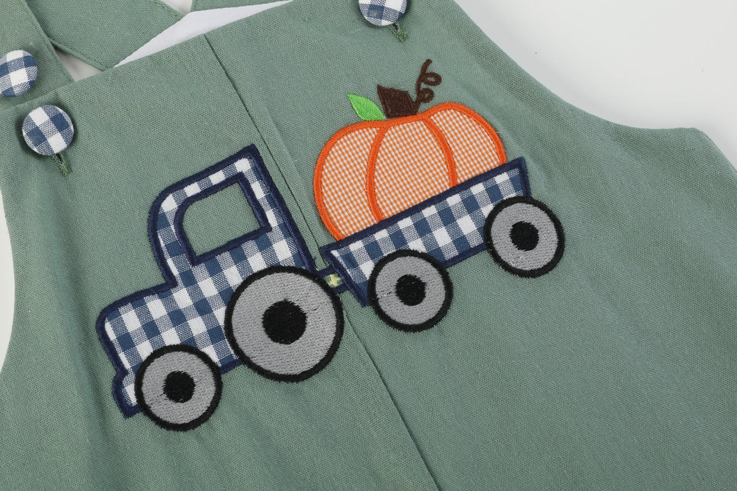 Baby Boys Green Pumpkin Tractor Overalls