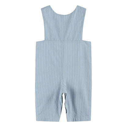 Boys Blue Pinstripe Smocked Overalls