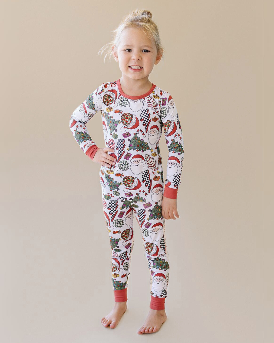 Kids Bamboo Two Piece Set | Retro Christmas