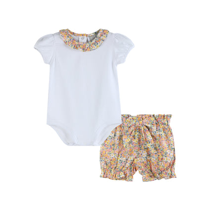 Baby Girl Peach Floral Print Bloomer and Shirt Set