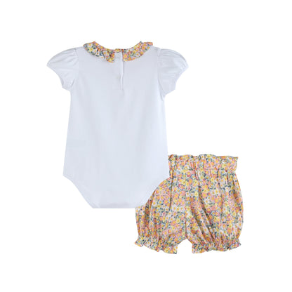 Baby Girl Peach Floral Print Bloomer and Shirt Set