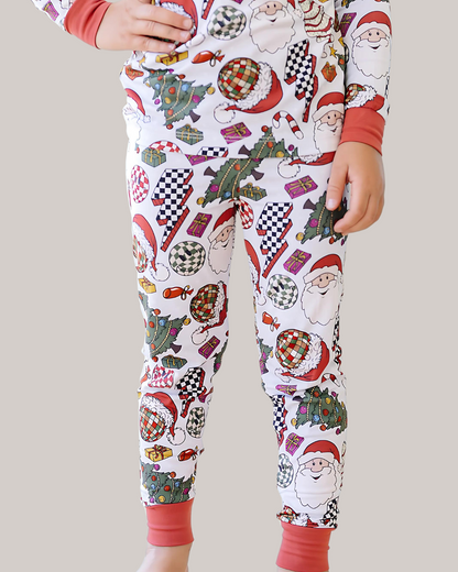 Kids Bamboo Two Piece Set | Retro Christmas