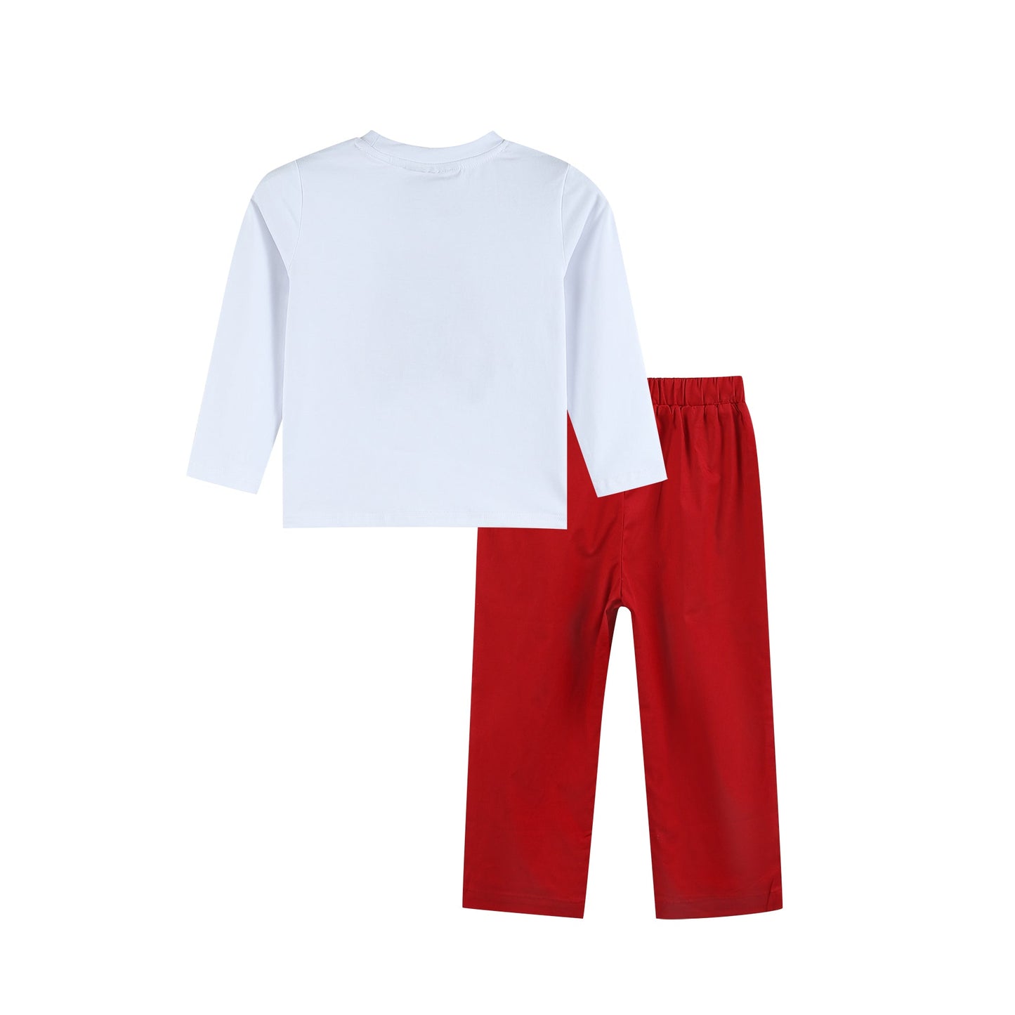 Boys White Christmas Tree Truck Shirt and Red Pants Set