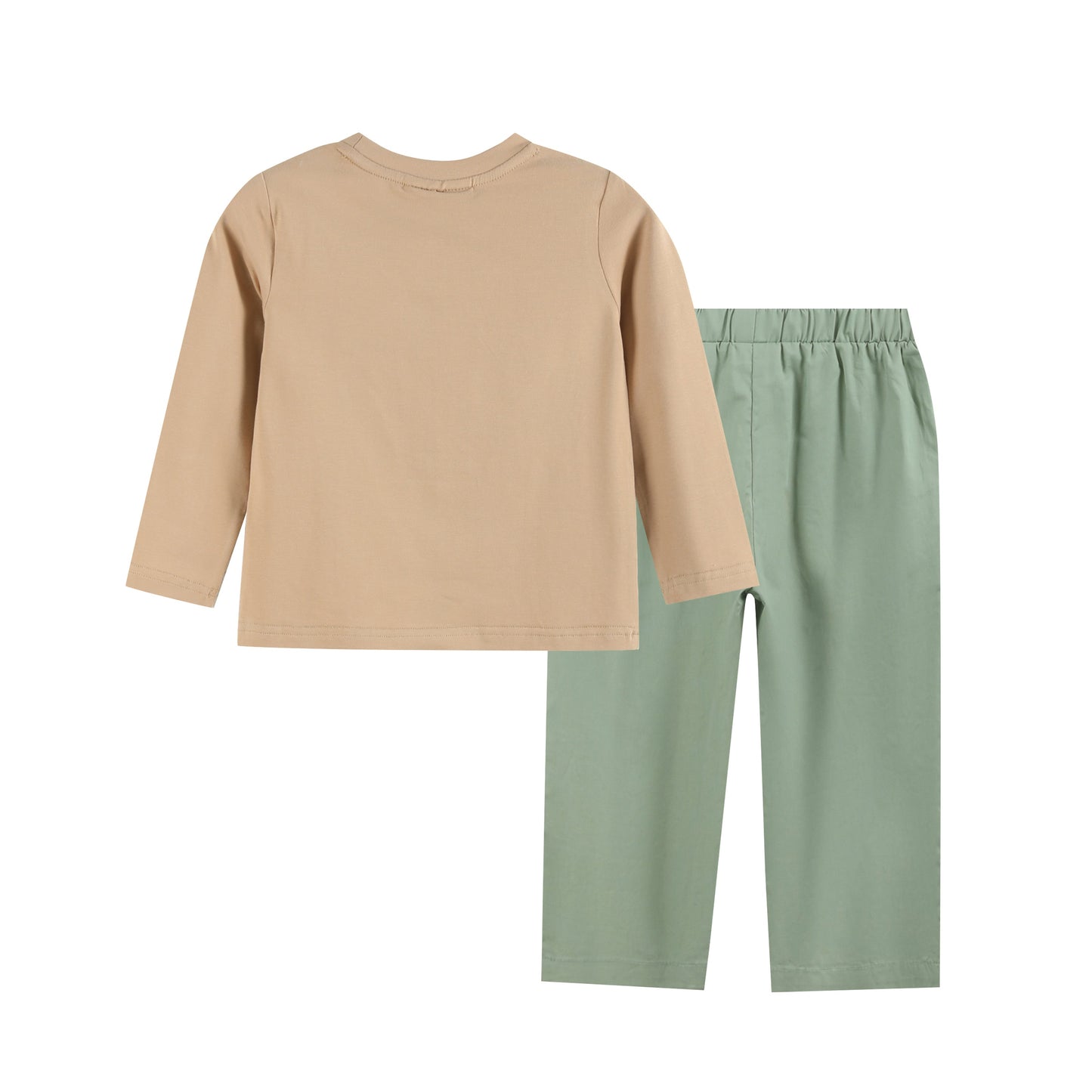 Boys Light Brown Turkey Shirt and Sage Green Pants Set