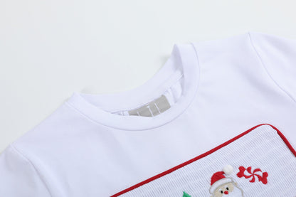 Boys White Christmas Smocked Shirt and Red Corduroy Pants Set, perfect for festive holiday gatherings
by Lil Cactus