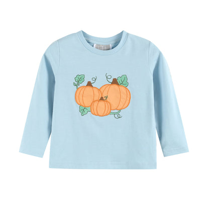 Boys Blue Pumpkin Shirt and Brown Pants Set