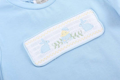 Boys Light Blue Easter Smocked T-Shirt and Shorts Set