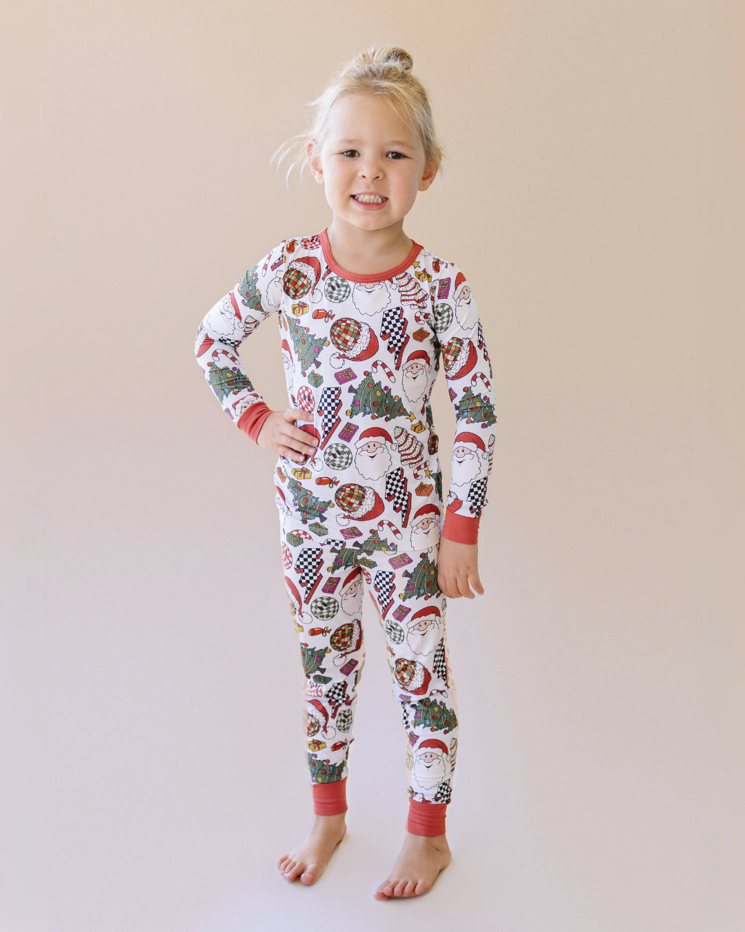 Kids Bamboo Two Piece Set | Retro Christmas