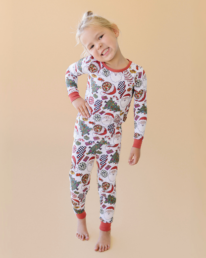 Kids Bamboo Two Piece Set | Retro Christmas