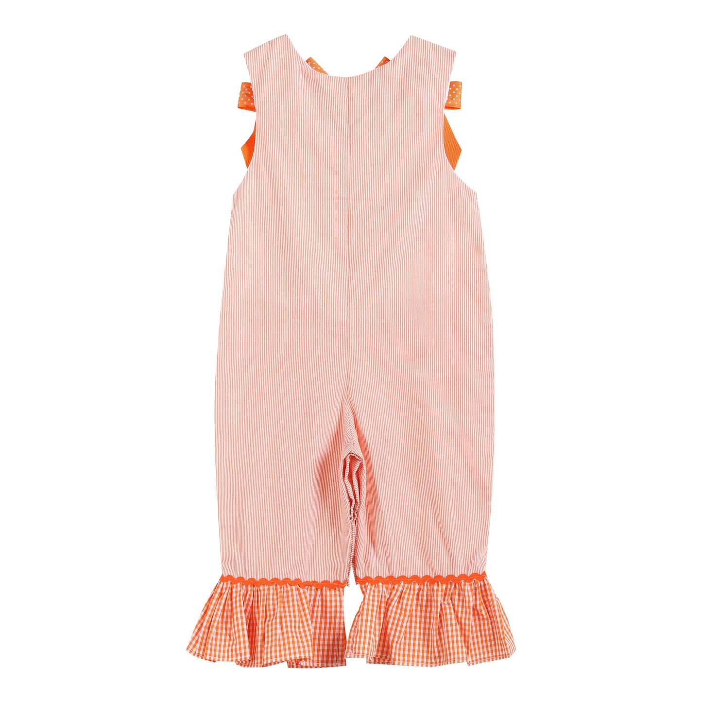 Baby Girl Orange Pinstripe Pumpkin and Bows Playsuit