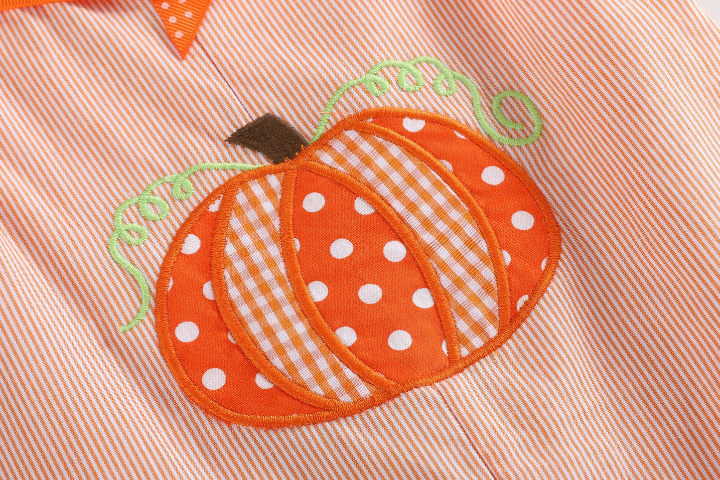 Baby Girl Orange Pinstripe Pumpkin and Bows Playsuit