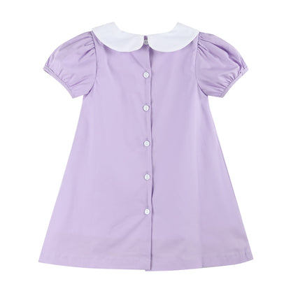 Girls Purple Crayon Back to School Collared Dress