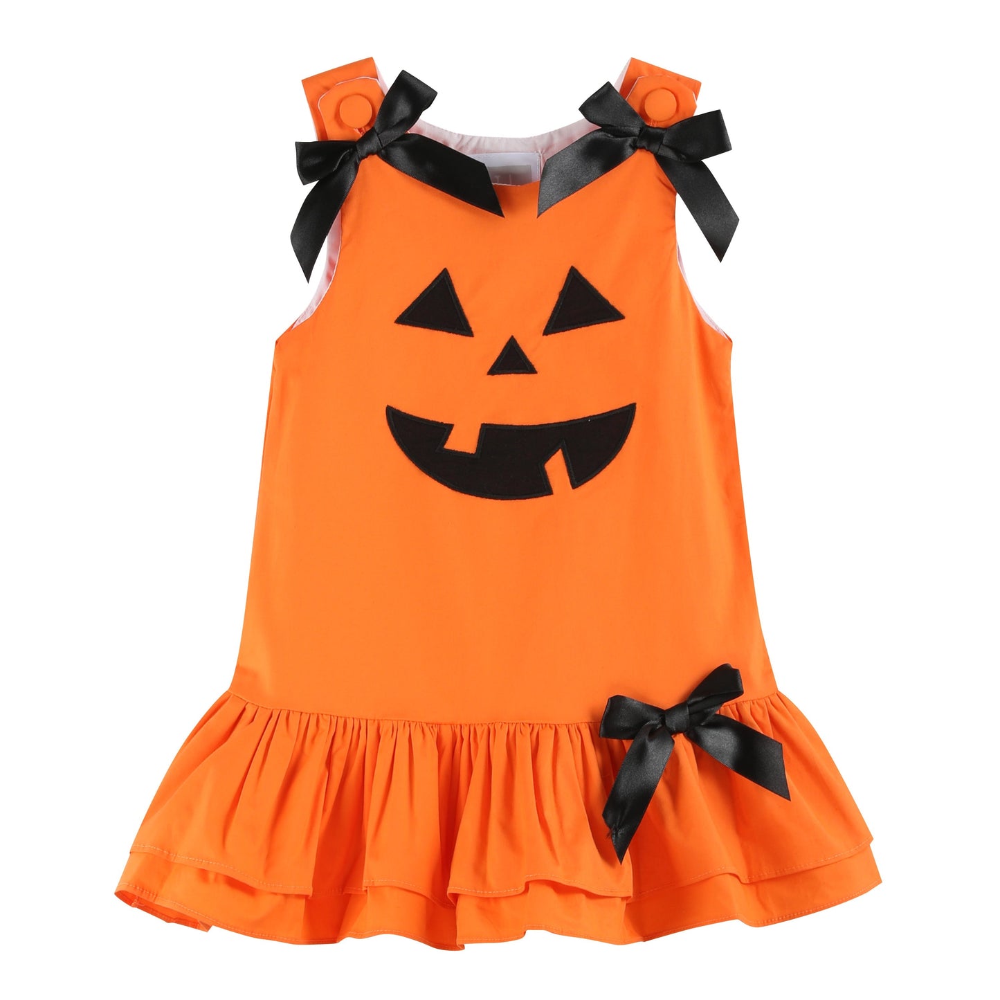 Girsl Jack-O-Lantern Pumpkin Halloween Ruffle Dress