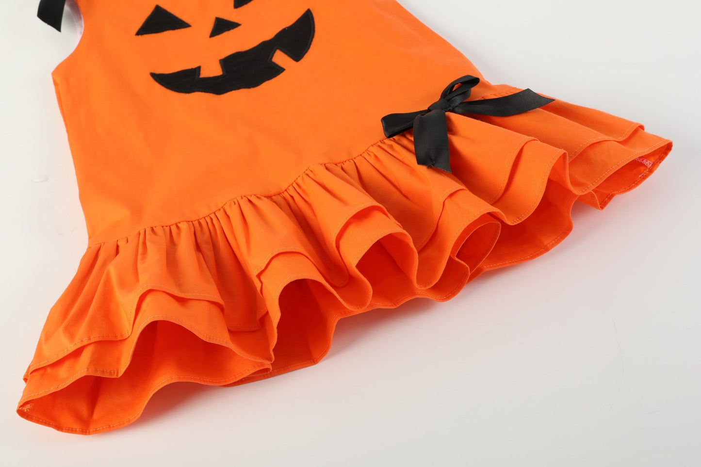 Girsl Jack-O-Lantern Pumpkin Halloween Ruffle Dress