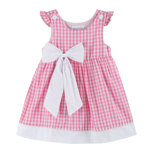 Pink Gingham Bow Dress for Girls