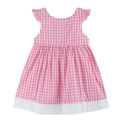 Pink Gingham Bow Dress for Girls