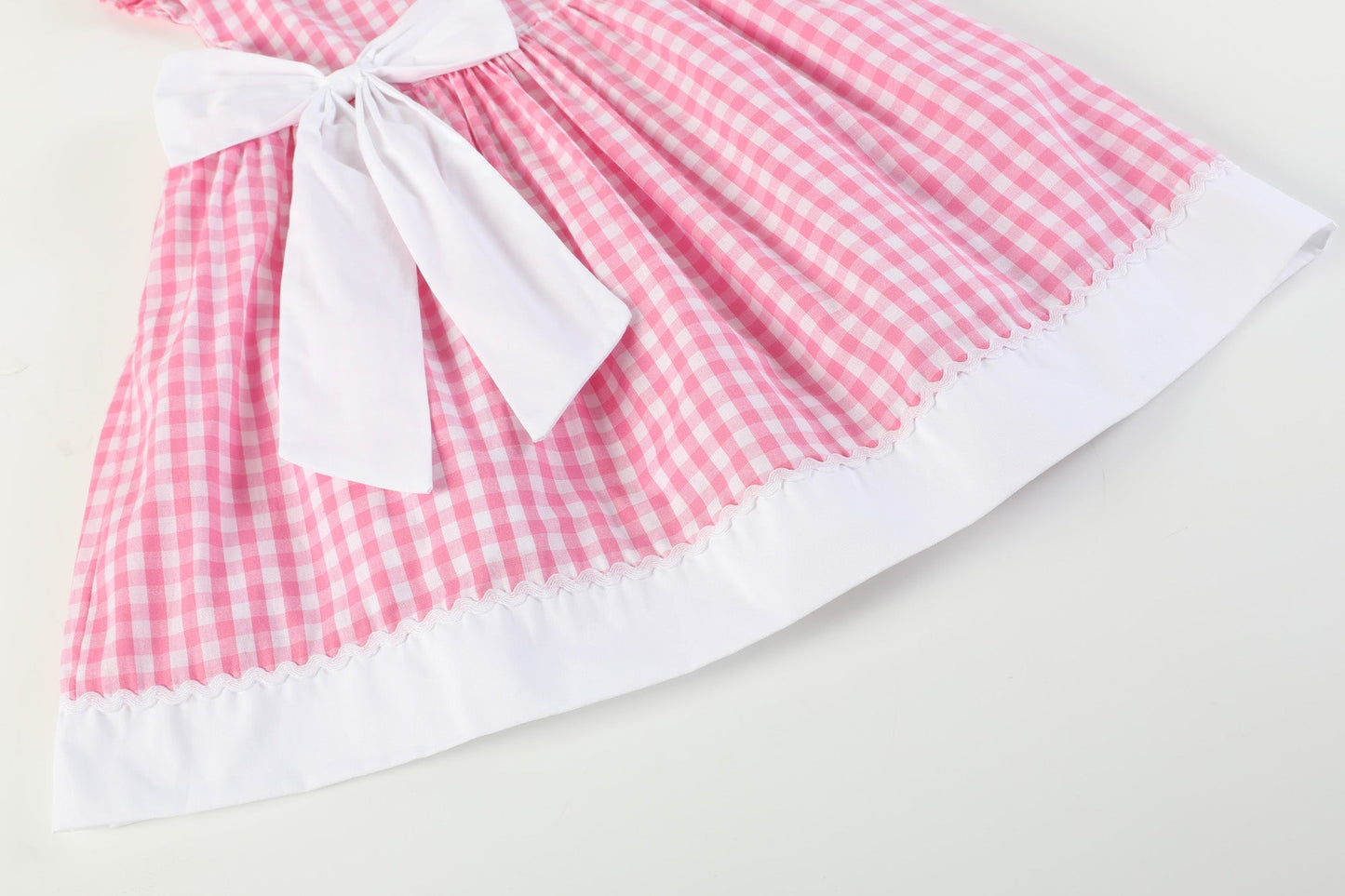 Pink Gingham Bow Dress for Girls