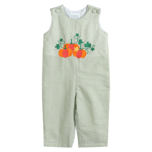 Baby Boy Green Gingham Pumpkin Overalls