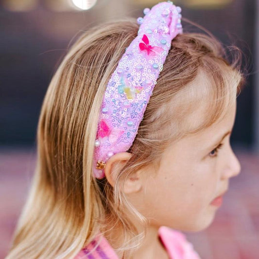 Girls Butterfly Charm Sequins Headband