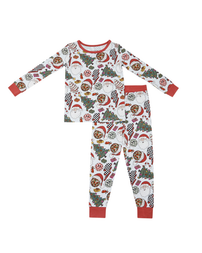 Kids Bamboo Two Piece Set | Retro Christmas