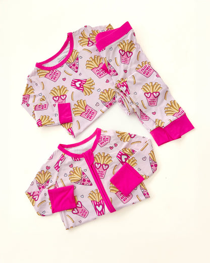 Girls Bamboo Two Piece Pajama Set | Fries Before Guys