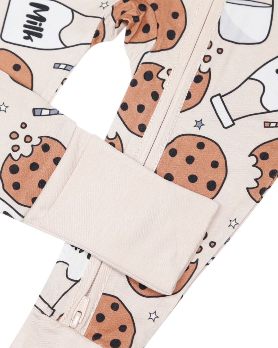 Baby Girl Milk & Cookies Bamboo Zip Pajama Romper | Milk & Cookies