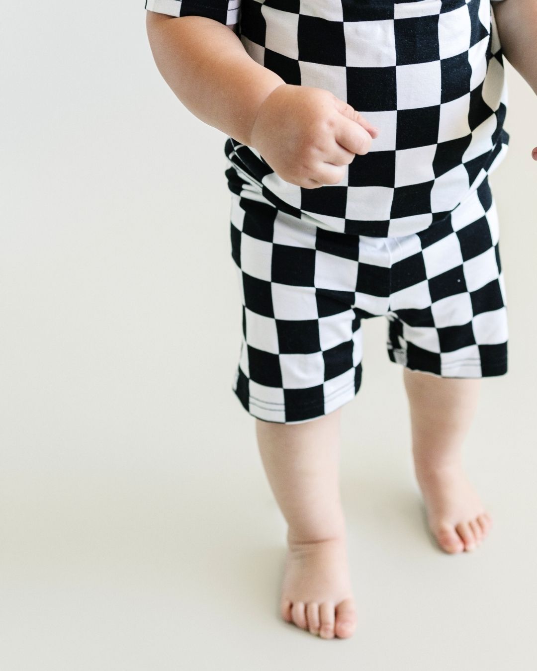 Black Checkered Bamboo Two Piece Pajama Shorts Set