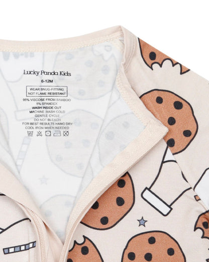 Baby Girl Milk & Cookies Bamboo Zip Pajama Romper | Milk & Cookies