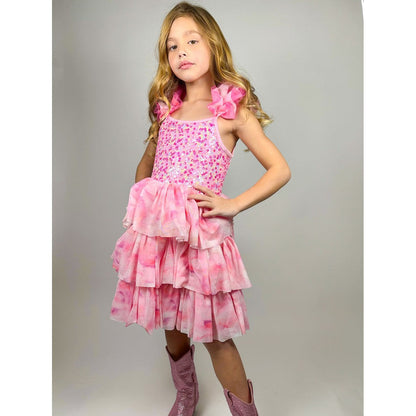 Girls Ombre Pink Sparkle Tulle Dress