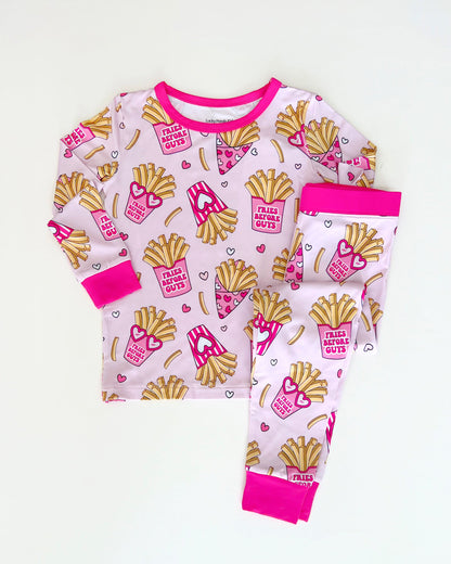 Girls Bamboo Two Piece Pajama Set | Fries Before Guys