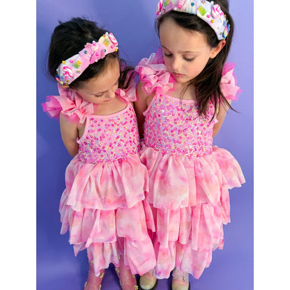 Girls Ombre Pink Sparkle Tulle Dress