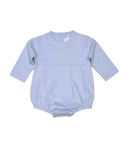 Baby Boy Light Blue Long Sleeve Pima Cotton Jersey Bubble Romper