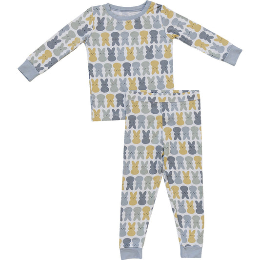 Boys Dusty Blue Bunny Bamboo Cozy Pajama Set