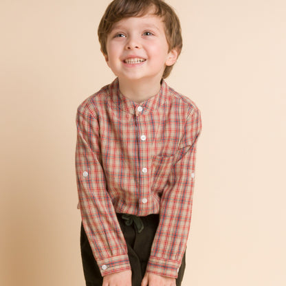 Boys Long Sleeve Check Shirt | Red and Blue