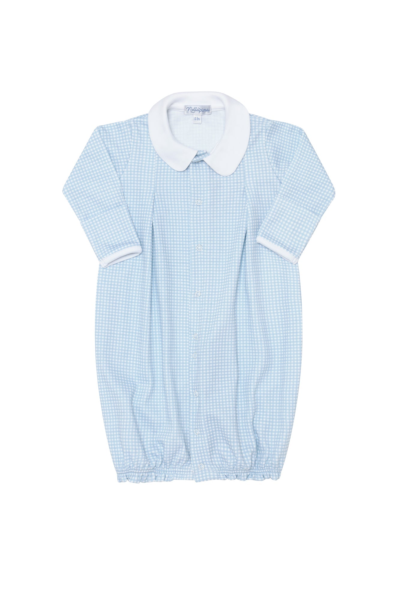 Blue Gingham Pima Cotton Converter Baby Gown