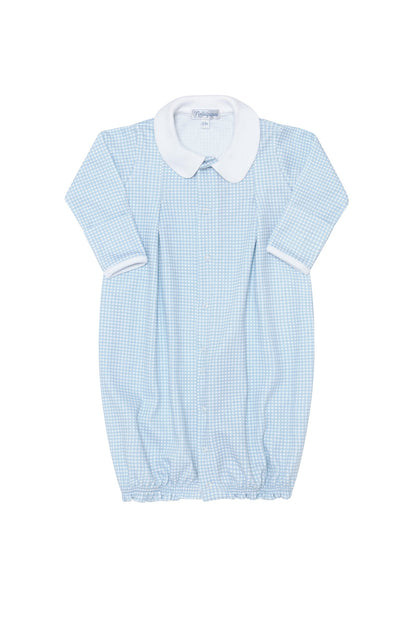 Blue Gingham Pima Cotton Converter Baby Gown