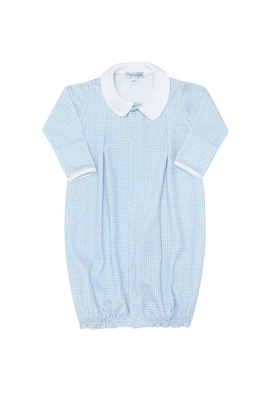 Blue Gingham Pima Cotton Converter Baby Gown