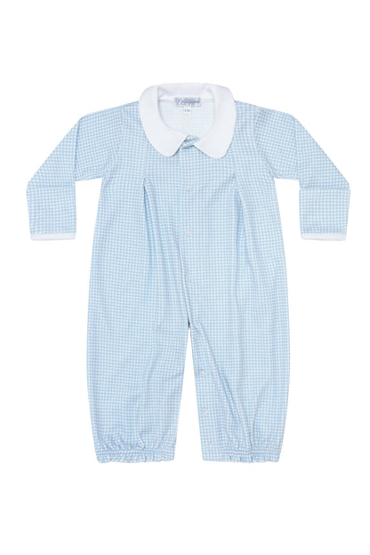 Blue Gingham Pima Cotton Converter Baby Gown