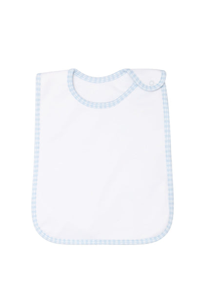 Blue Gingham Pima Cotton Feeding Bib