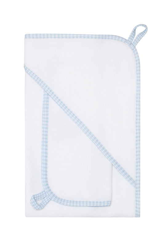 Blue Gingham Pima Cotton Hooded Towel