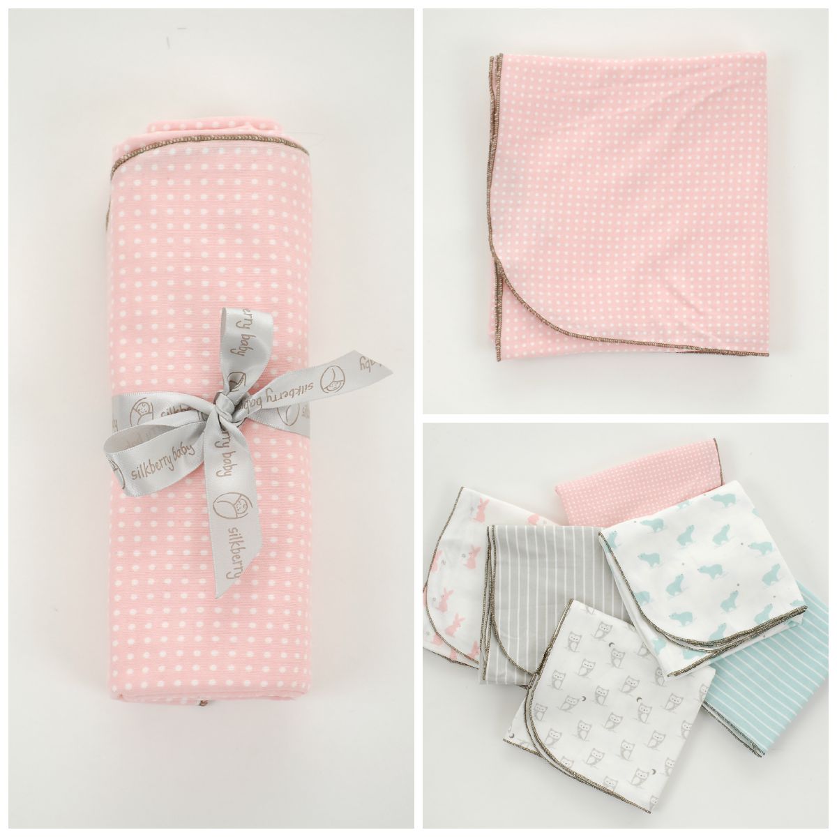 Organic Cotton Swaddler Blanket (Blush dot print)