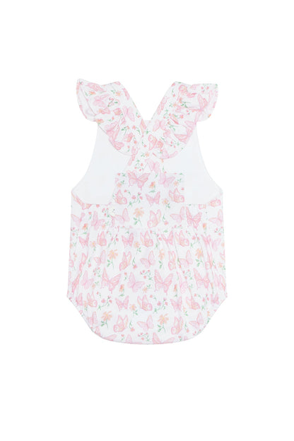 Baby Girl Butterflies Print Ruffle Bubble