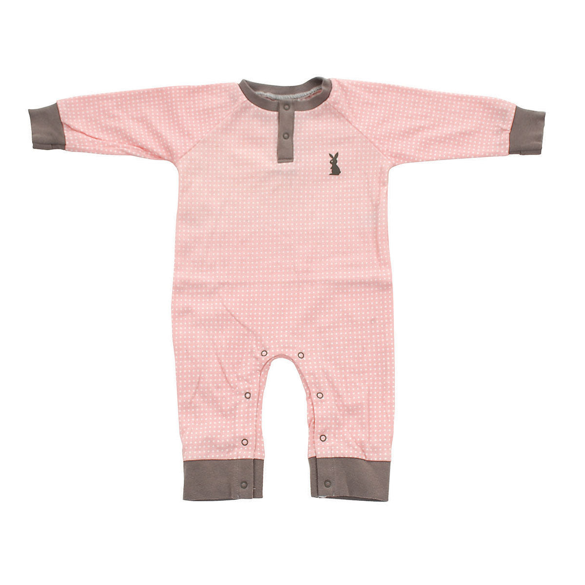 Organic Cotton Long Sleeve Romper (Blush dot)