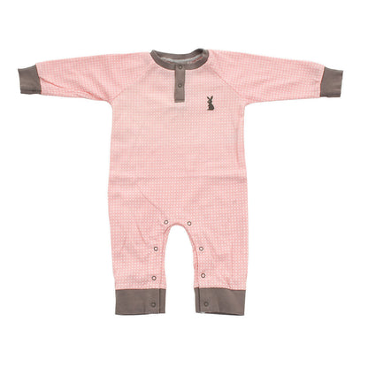 Organic Cotton Long Sleeve Romper (Blush dot)