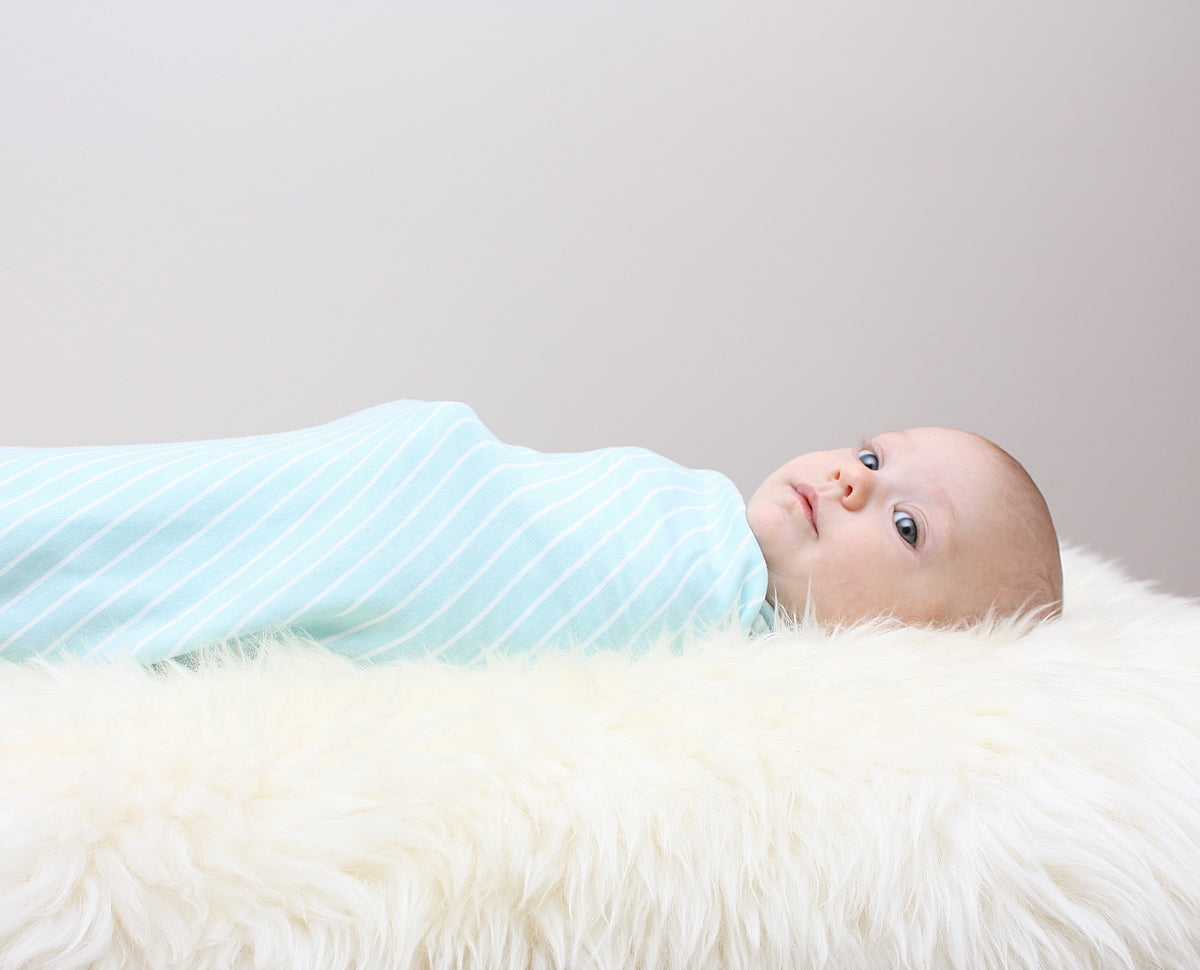 Organic Cotton Swaddler Blanket (Arctic blue/snow stripe)